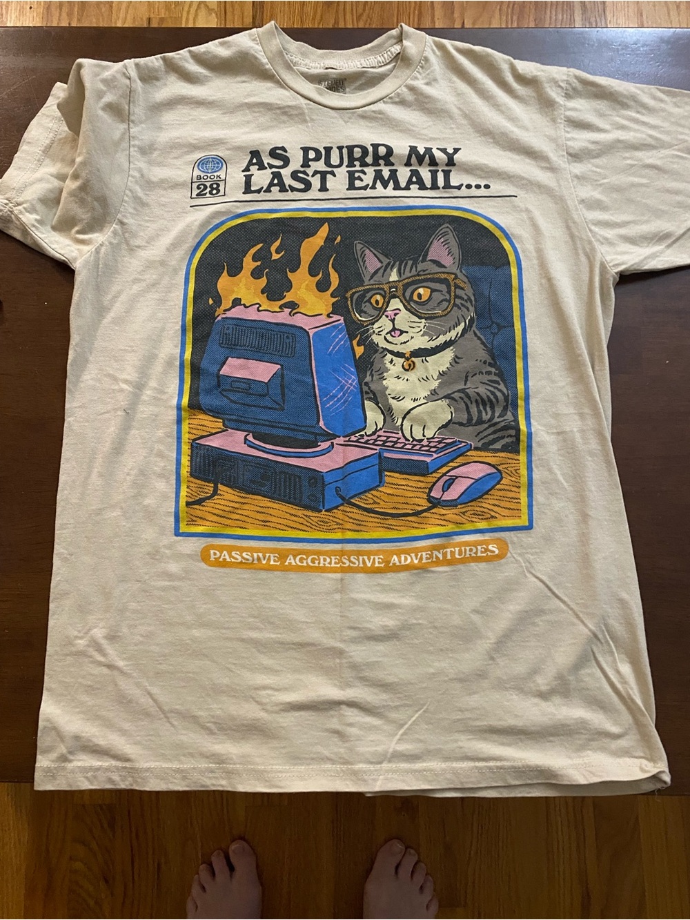 Cream Cat Graphic Tee - 'As Purr My Last Email'